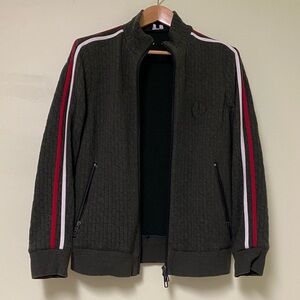 Black Jacket with Red and White Stripes